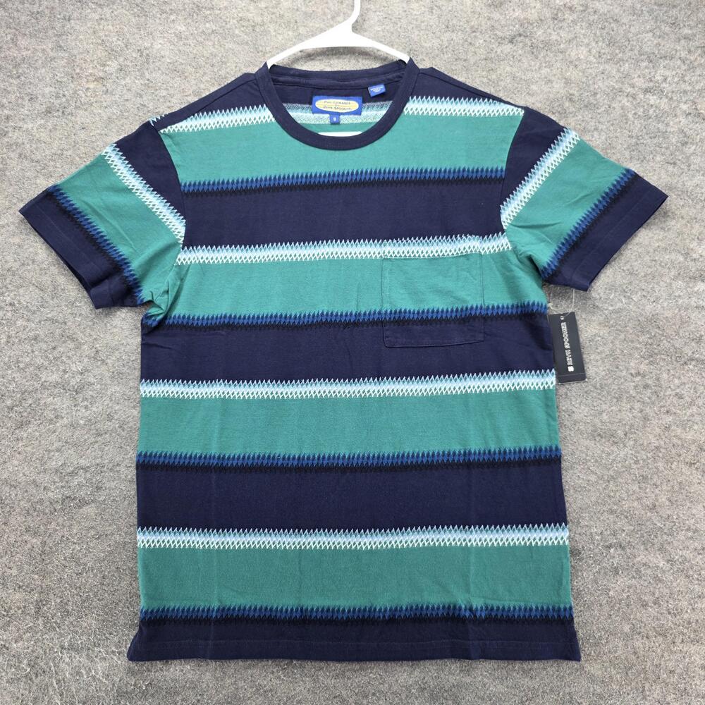 Reyn Spooner Phil Edwards Shirt Mens Small Blue Green Wide Stripe Pocket Tee